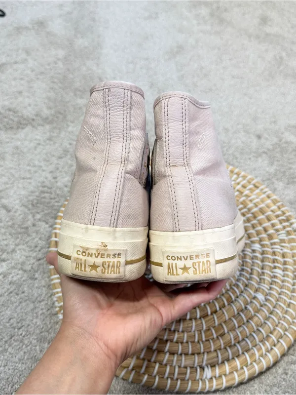 Converse All Starts Women’s Chuck Taylor Seasonal Lift Platform Sneakers Pink 8 - Image 8