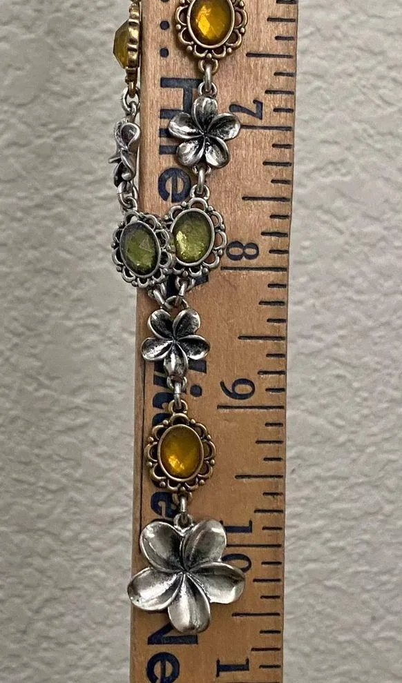 LUCKY BRAND Silver-tone Chain Flower Cabochon Y-Necklace 31g - Image 11