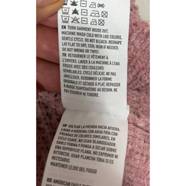 American Eagle Sweater Pink Chenille Waffle Knit Distressed Boho‎ Grunge Soft S - Image 8