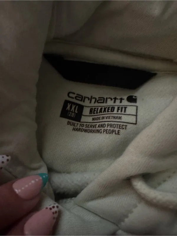 Carhartt Light yellow Hoodie with Blue Logo - Image 2