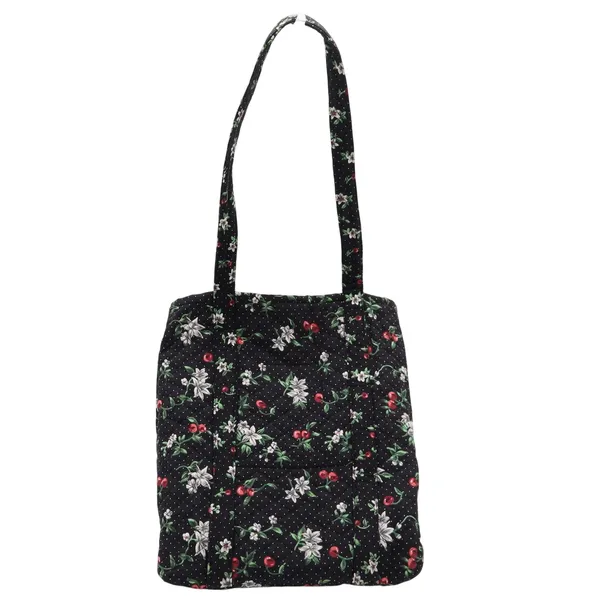 Unbranded Tote Bag Womens OS Quilted Cherry Floral Polka Dot Black Fruit - Image 2