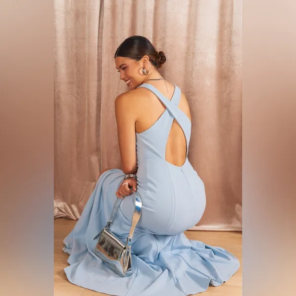 SHOW ME YOUR MUMU Rachel Maxi Dress In Blue Steel Stretch - Image 2