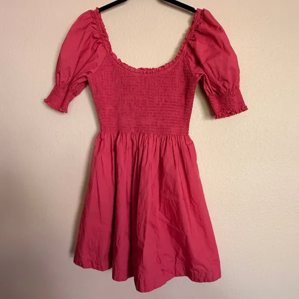 Hill House Home Athena Nap Dress Pink Smocked Puff Sleeve Mini Dress Size S - Image 3