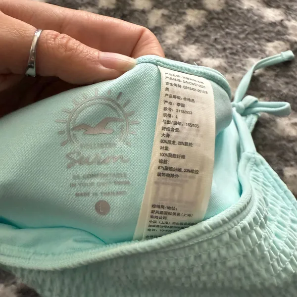 Hollister Baby Aqua Blue Size Large Tie Bikini‎ Bottom Swimming Suit - Image 3