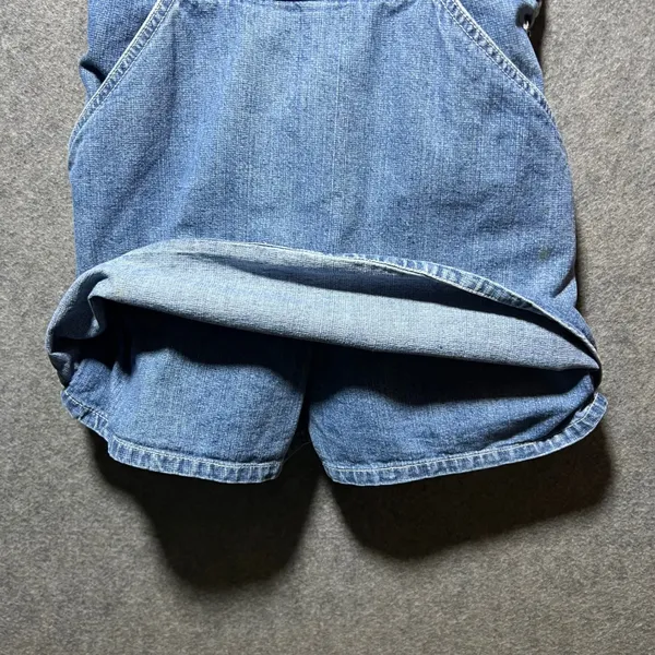 London London Vintage 90s Denim Skort Overalls Blue Mid Wash Size 11/12 - Image 4