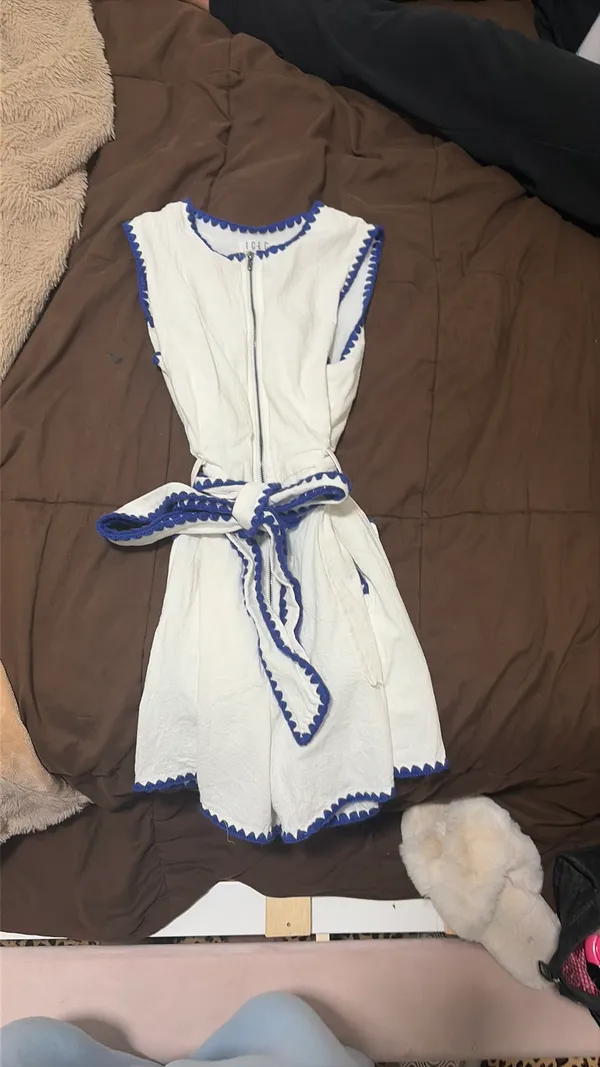 White and blue romper  - Image 2