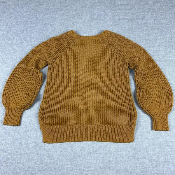 Madewell Sweater Womens XXS Yellow 100% Cotton Crew Neck Chunky-Knit‎ Pullover - Image 6