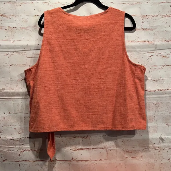 Madewell texture and thread sleeveless blouse side tie splice neck line plus 3x - Image 7