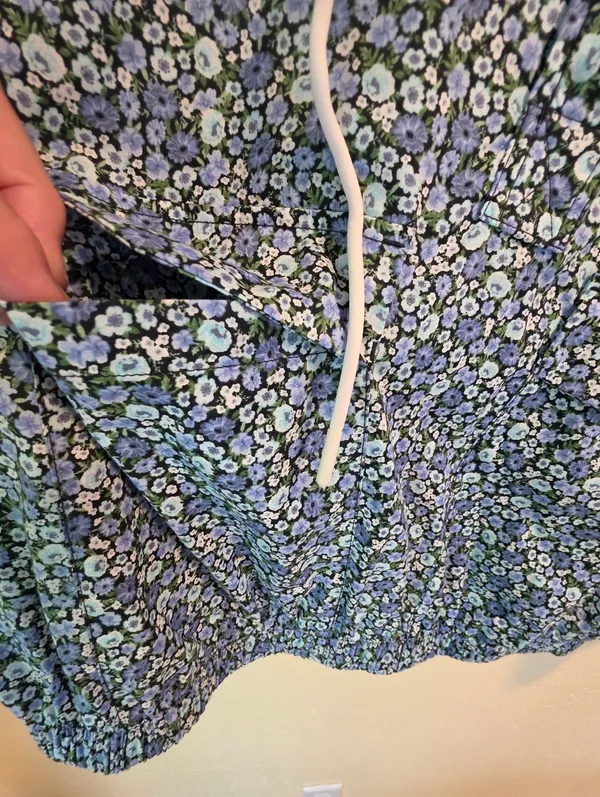 NEW Tommy Hilfiger Blue Floral Cotton Hoodie Pullover Jacket Medium - Image 9