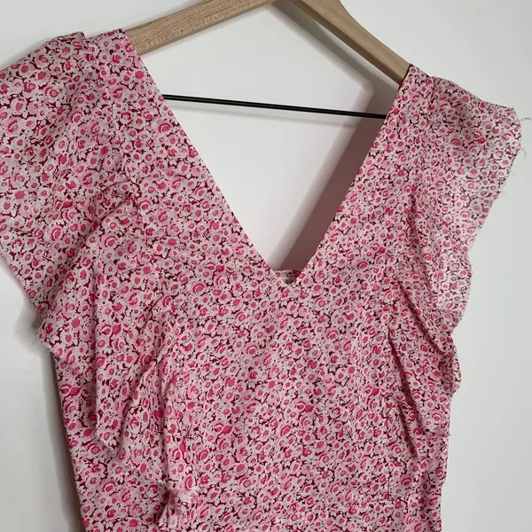 LoveShackFancy LSF Jessie Silk-Blend Mini Floral Feminine Pink Dress Small - Image 10