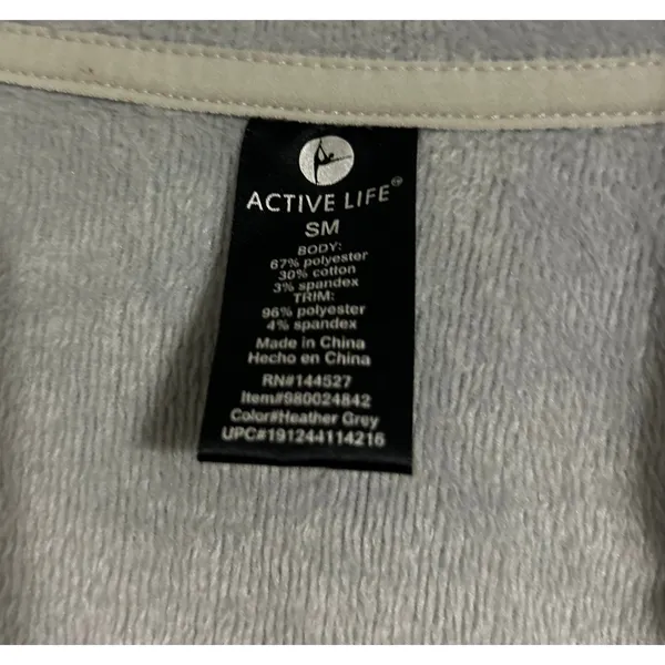 Active Life Heather Gray Hoodie Open SZ SM Fleece Soft Terry Inside Pockets - Image 7