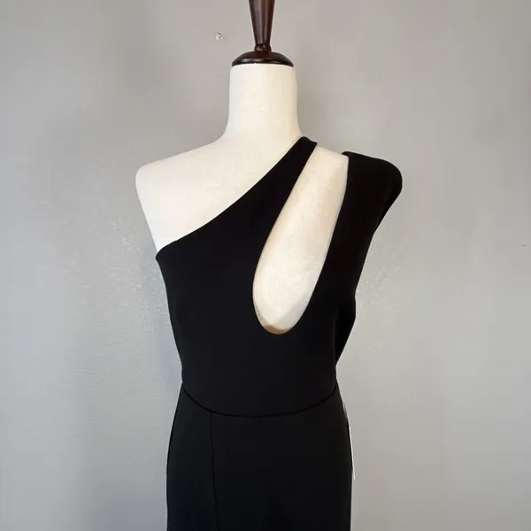 Alamour‎ Marta One Shoulder Maxi Dress Size M Cutout Gown Black Ponte High Slit - Image 3