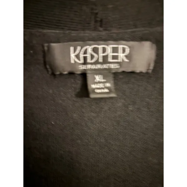 Kasper Separates Black V-Neck Cardigan Rhinestone Button Wool Blend XL - Image 3
