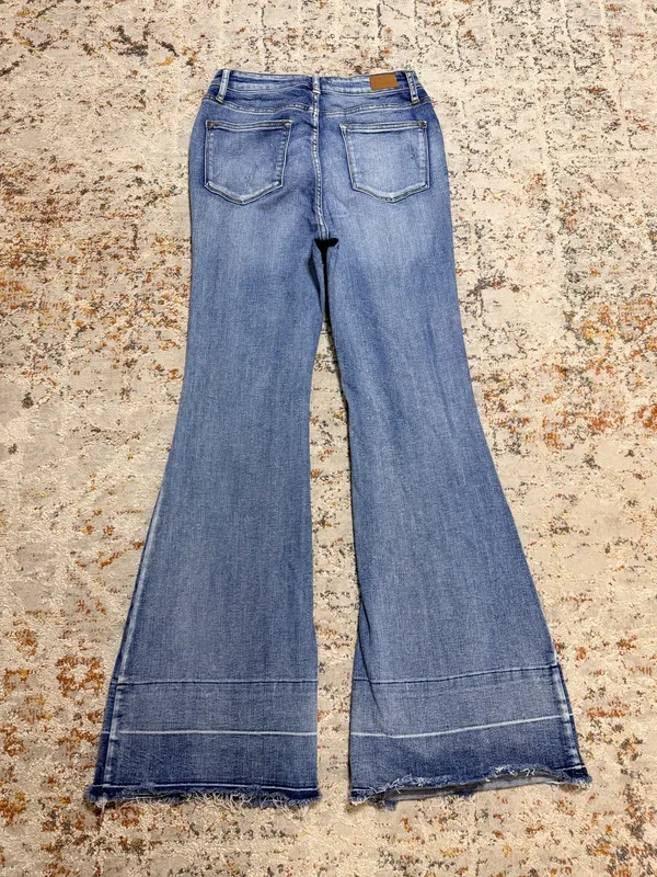 Judy Blue High Waist Tummy Control Release Hem Flare Jeans size 9/29 tall - Image 5