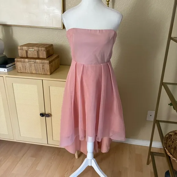 ELLIAT Blush‎ Pink Strapless Cocktail High Low Elysian Dress Size Large - Image 4