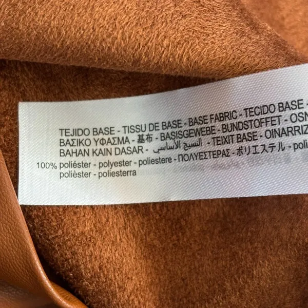 Zara Faux Leather Faux Wrap Dress Camel Sz‎ XS Chic Sophisticated Nouveau Riche - Image 10