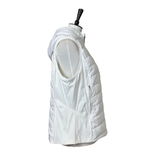 Tangerine Vest White Quilted Puffer Full Zip Hooded Zip Front Women’s Size Large - Image 3