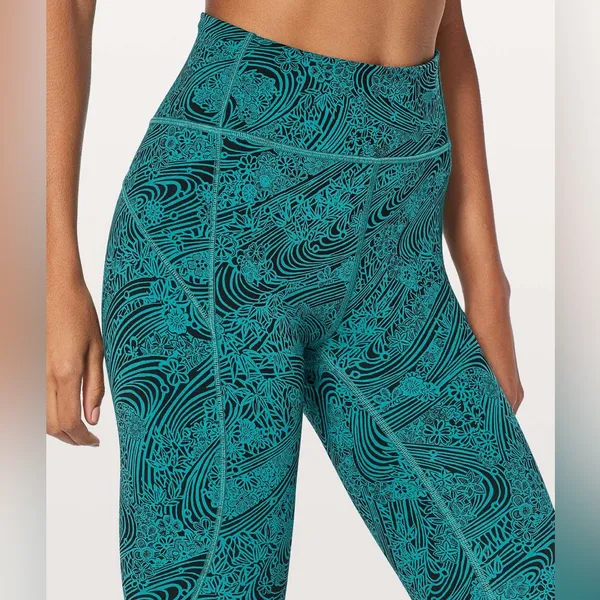 Lululemon Wunder Under High Rise Leggings Tights 28” Viridian Green Black Sz 6 - Image 8