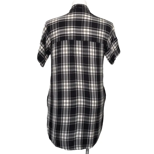 MADEWELL Courier Shirt Dress Gordon Plaid‎ Black White Women's Size Medium - Image 2