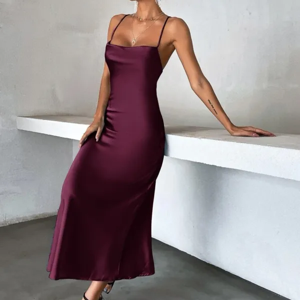 New Shein Cami Satin Backless Midi Dress Us4 - Image 3