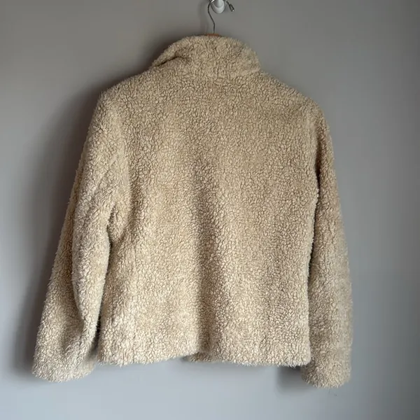 Pendleton Sherpa Jacket Ivory Blue Flannel Fuzzy Gorpcore Nature Small - Image 3