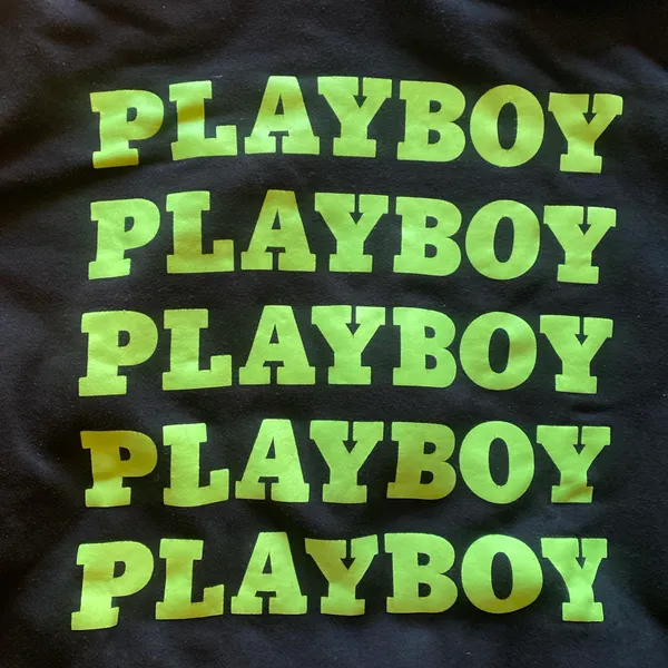 Playboy x Missguided Neon Green Logo Pullover Sweater Hoodie XL - Image 2