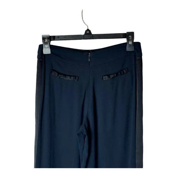 Free People Pants Womens 0 Black Rayon Satin Stripe‎ Wide Leg High Rise - Image 7