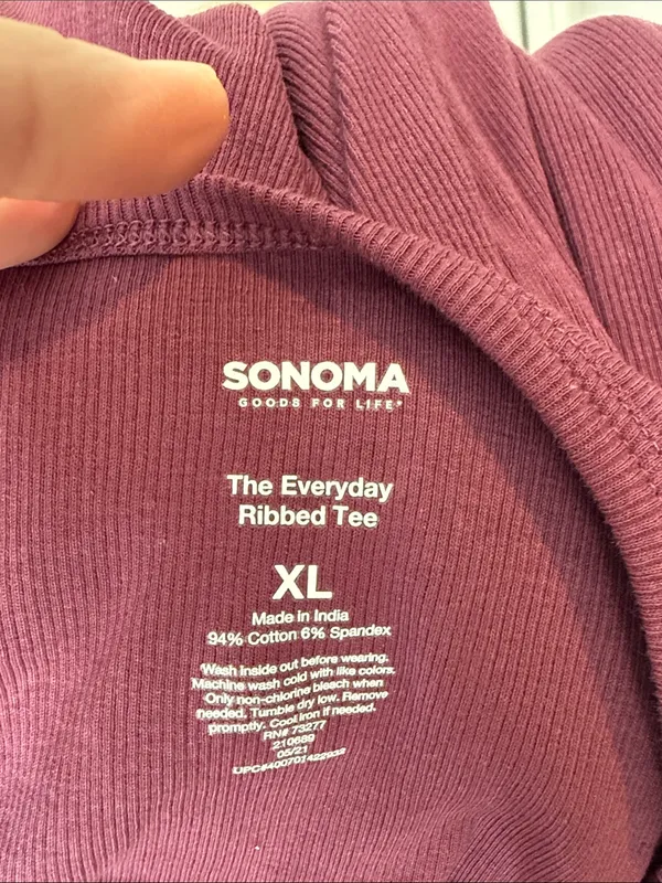 NWT Sonoma Ribbed Scoop-Neck Tee in Plum Size XL - Image 5
