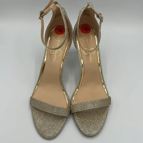 ⭐🆕 Jessica Simpson gold champagne Sparkly heels. C1‎ - Image 6