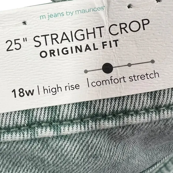 NWT M Jeans by Maurices 18W Straight Crop Jeans High Rise Distressed Acid Wash - Image 5