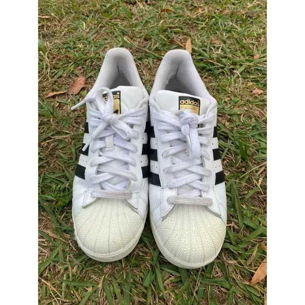 Adidas Superstar White Black Striped Sneakers‎ 9.5 Classic Streetwear Quiet Luxe - Image 2