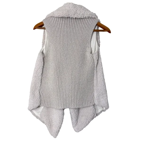 BB Dakota Sherpa Vest Knit Back Shawl Collar Rennie Sweater Vest Size XS Cream - Image 2
