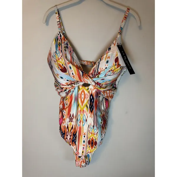LA BLANCA 'Desert Dream' Twist Keyhole 1-Piece Swimsuit Size 14 Multi $130 NWT - Image 3