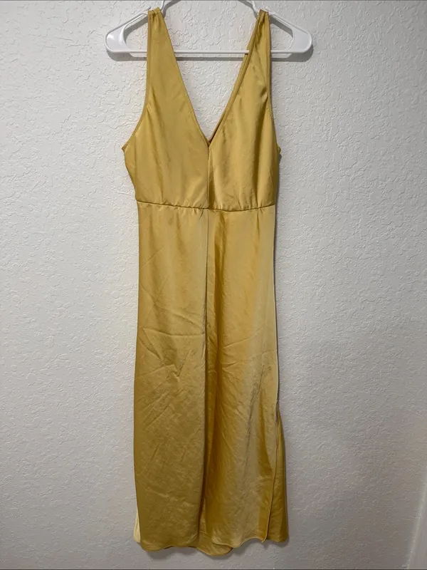 ISABEL by Ingrid + Isabel Yellow Midi Slip Dress Size Large (Maternity) - Image 4