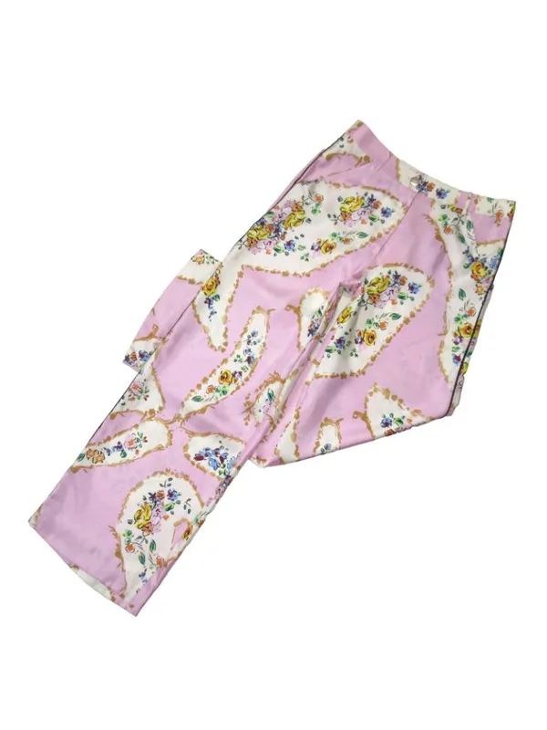 NWT Tory Burch Silk Cargo Pant in Pink Porcelain Floral Wide Leg Pants 4 - Image 5