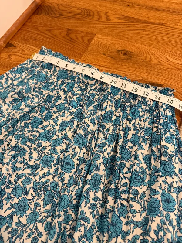 J.Crew Smocked-waist cotton voile midi skirt in blue blooms block print size S - Image 9