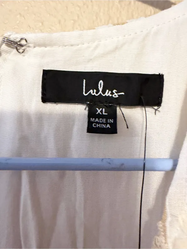 Lulus Sunny Crush Beige and Ivory Striped‎ Embroidered Mini Dress Size XL NWT - Image 5