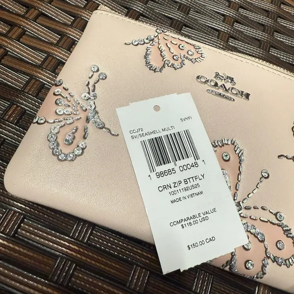 coach Corner Zip Wristlet With Sparkly Butterfly Print ccj72 - Image 3