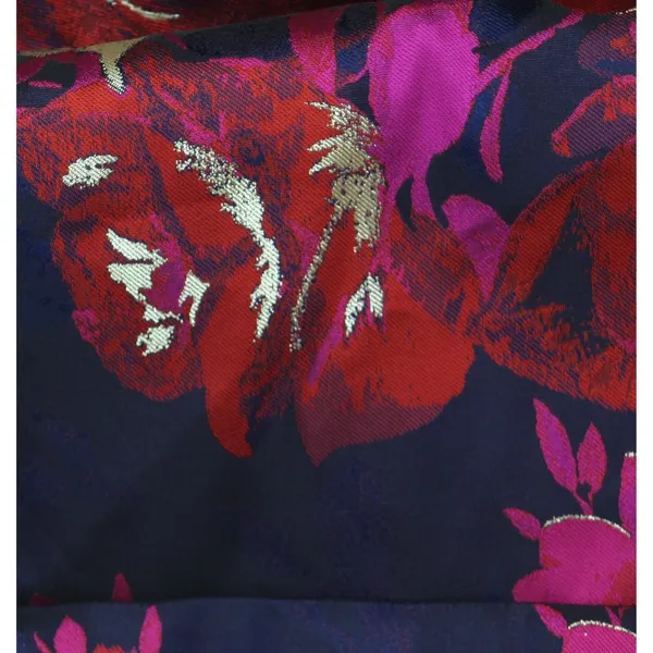 NWT Adrianna Papell Pleated Floral Jacquard Dress Navy Blue / Pink Multi 6 - Image 11