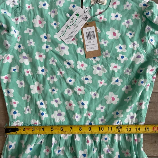 Sugarhill Brighton London Polly Maxi Tiered Dress Green Rainbow Daises NWT 6 - Image 11