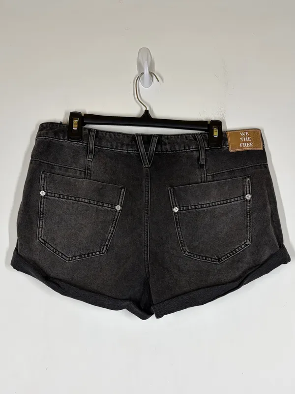 Free People Black Button Fly Denim Jean Shorts Size 31 - Image 2
