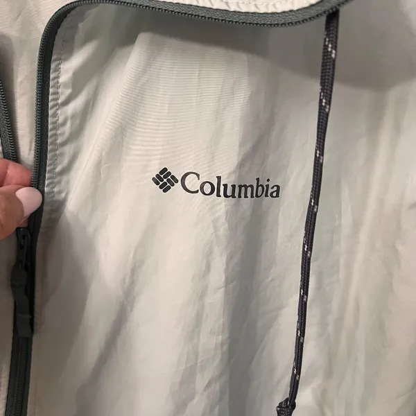 Columbia Morning View Windbreaker Mock Neck Jacket Size M Green Colorblock - Image 5