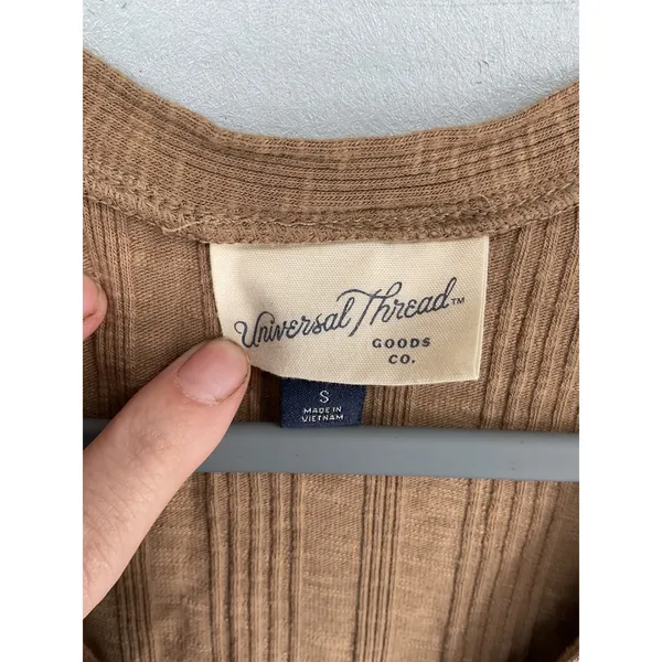 Universal Threads Womens Tank Top Brown Ribbed Button Front Lettuce Hem Size S - Image 5