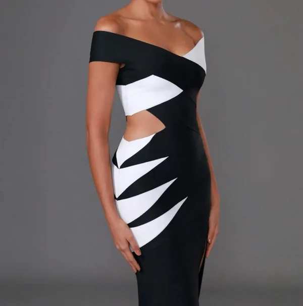 Boutique Black Off-The-Shoulder Maxi Prom/Formal Dress - Image 3