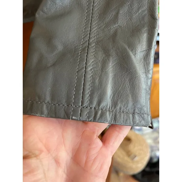 BLANK NYC Lambskin leather moto jacket olive green Medium - Image 5