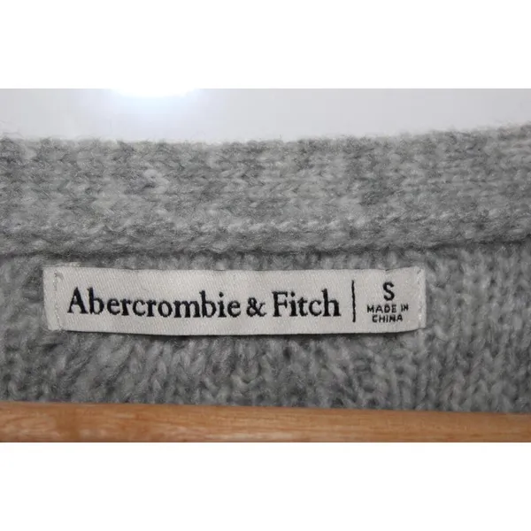 Womens Abercrombie & Fitch Gray Grey Long Sleeve Cardigan V-Neck Sweater Size S - Image 3