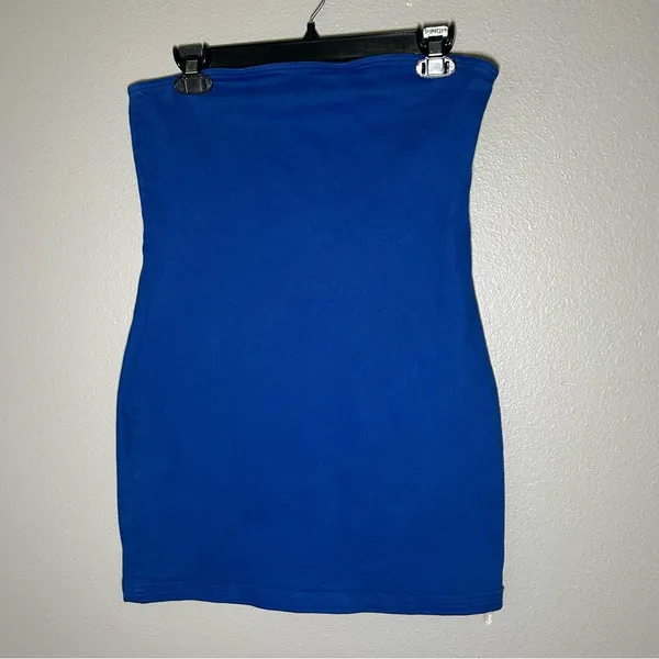 NEW ZARA blue bandeau denim strapless mini dress women’s size medium - Image 4