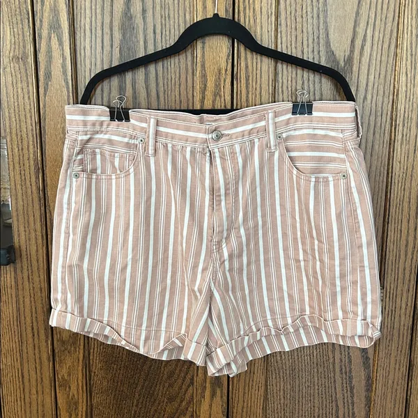 American Eagle Pink‎ Striped Denim Mom Short shorts cotton comfortable jeans 18 - Image 4