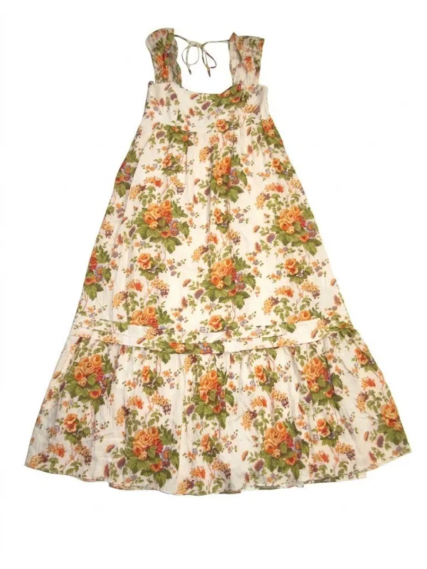 NWT Anthropologie Sleeveless Square-Neck Maxi in Orange Floral Motif Dress M - Image 4
