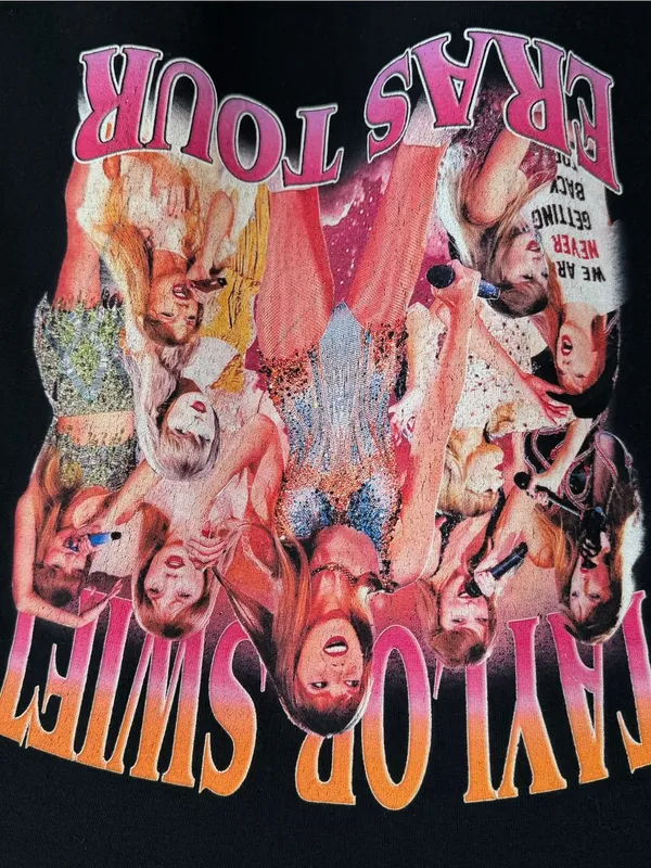 Taylor Swift Eras Tour Black Graphic Off the Shoulder T-Shirt - Image 6